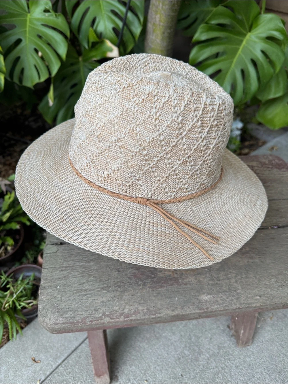 Free People Santa Barbara Packable Hat Vanilla Combo NWT Ivory OS Adjustable